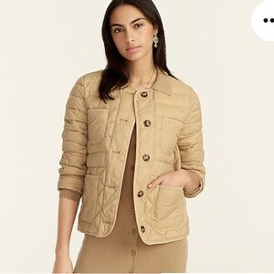 J Crew Quilted Water Repellent PufferJacket with Primaloft sz XS Tan